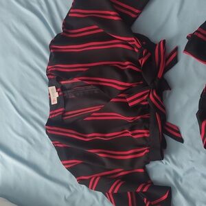 L'atiste matching set, black and red stripe crop top and wide leg pants